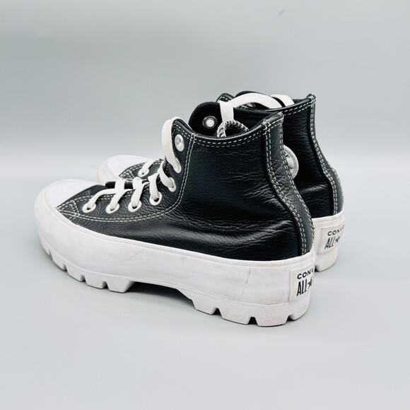 Converse Shoes Womens 5.5 Black Leather Chuck Taylor All Star High Top Sneakers - Picture 6 of 12